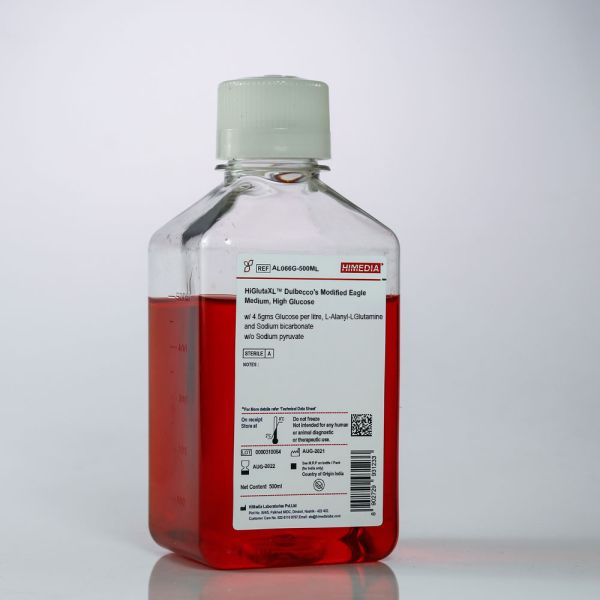 Среда HiGlutaxL™ Dulbecco's Modified Eagle Medium, High Glucose w/ 4.5 g Glucose per litre, L-Alanyl-L-Glutamine and Sodium bicarbonate w/o Sodium pyruvate