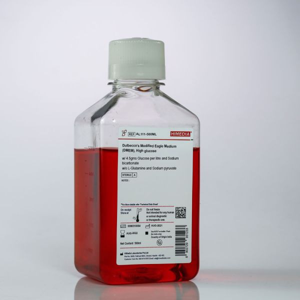 Среда Dulbecco’s Modified Eagle Medium (DMEM), High glucose w/ 4.5 g Glucose per litre and Sodium bicarbonate w/o L-Glutamine and Sodium pyruvate Hybridoma Tested