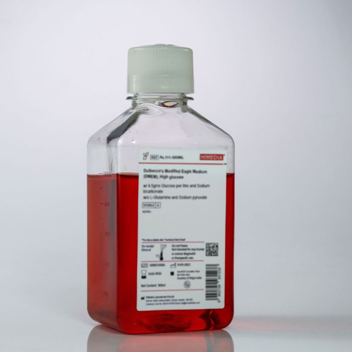 Среда Dulbecco's Modified Eagle Medium (DMEM), High glucose w/ 4.5 g Glucose per litre, L-Glutamine, Sodium pyruvate and Sodium bicarbonate w/o Calcium chloride